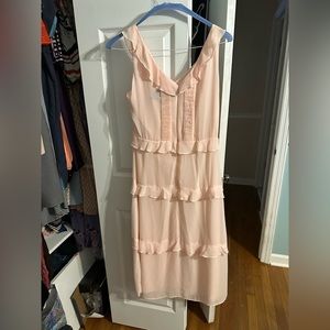 Nicole Miller cream/pink sleeveless ruffle dress